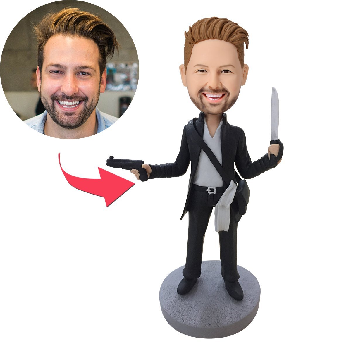 custom bobble head bring joy desk bobblehead keepsake character male pirate bobblehead front view