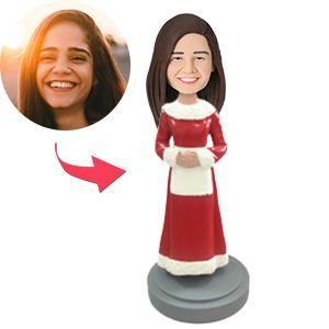 custom bobble head keepsake full character figurine character mrs claus bobblehead engraved front view
