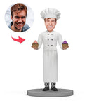 custom bobble head bring joy desk handcrafted desk display chef male chef front view