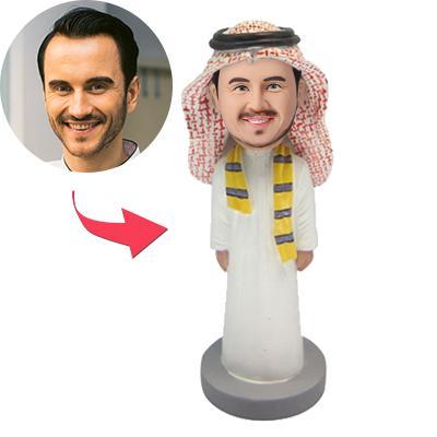 custom bobble head celebrate every smile personalized bobblehead character man dressed arab front view