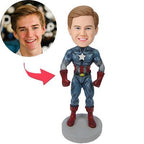 custom bobble head capture moment miniature personalized mini figure character captain america front view