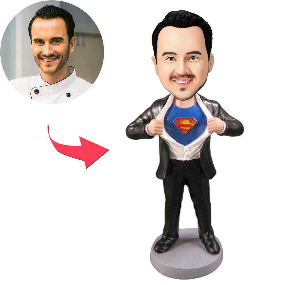 custom bobble head give that nods love figurine character superman strip special front view