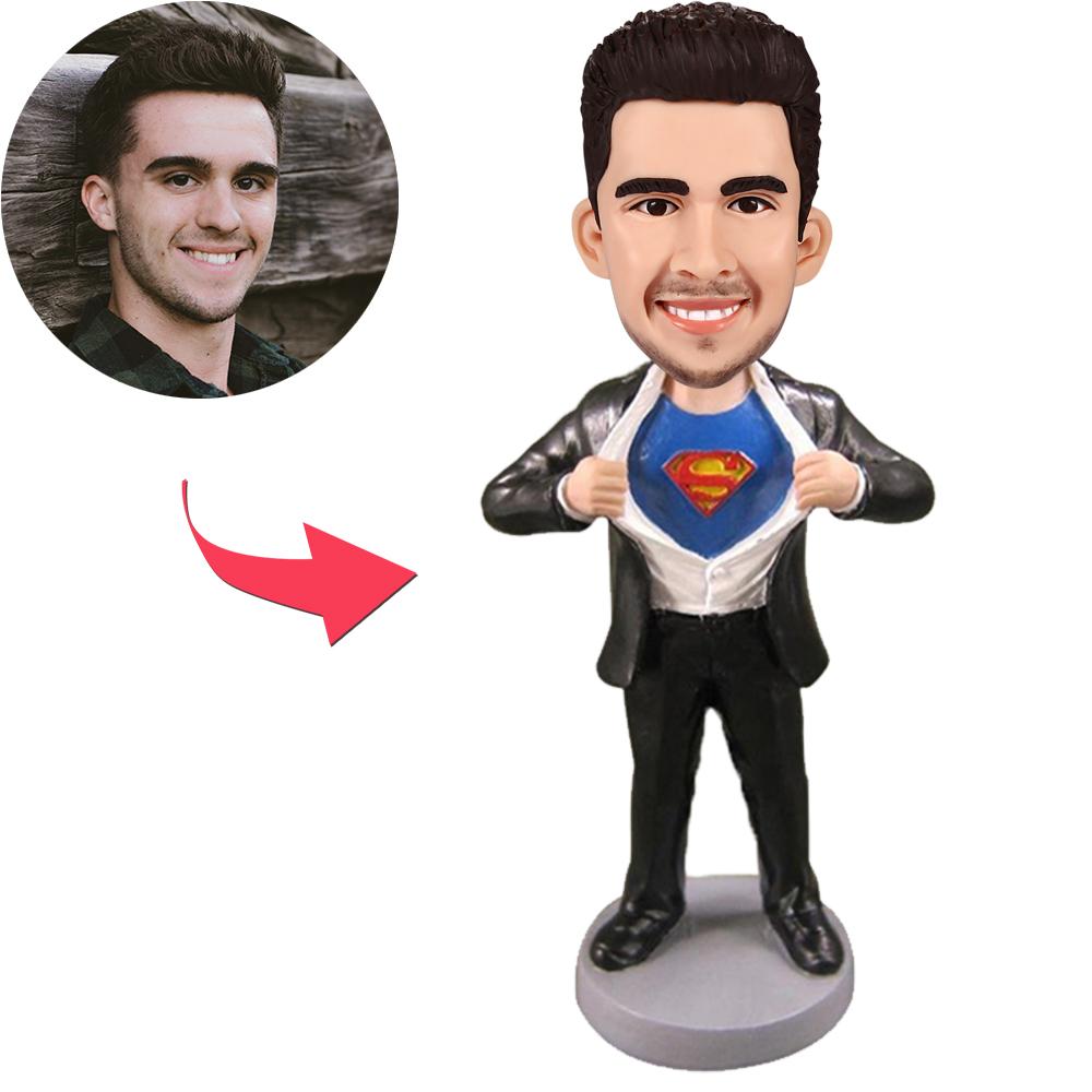 custom bobble head capture moment miniature figurine character superman strip d bobblehead front view