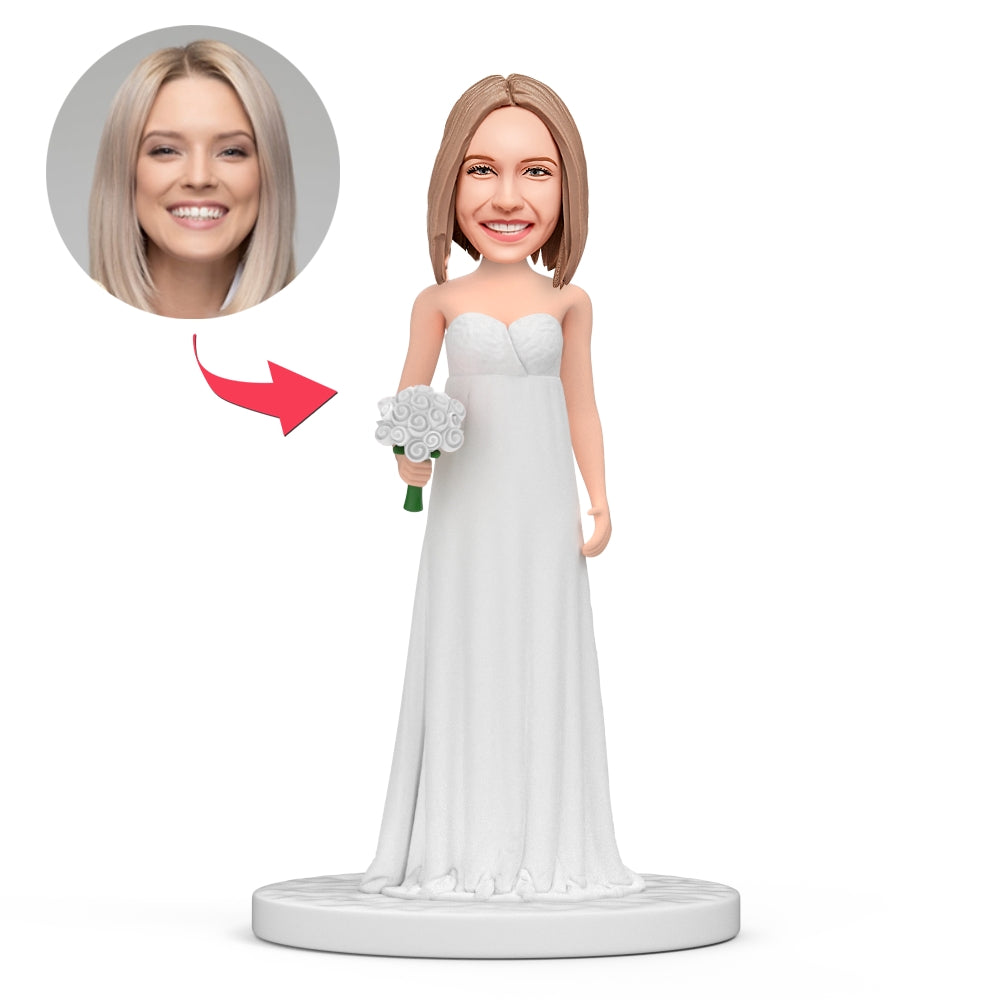 personalized beautiful bride wedding bobblehead engraved text description only display