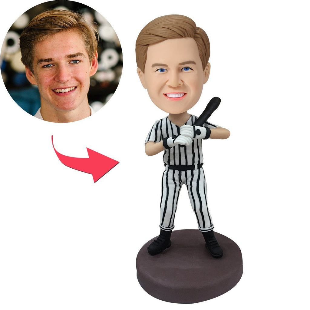 custom bobble head capture moment miniature handcrafted desk display business man baseball front view