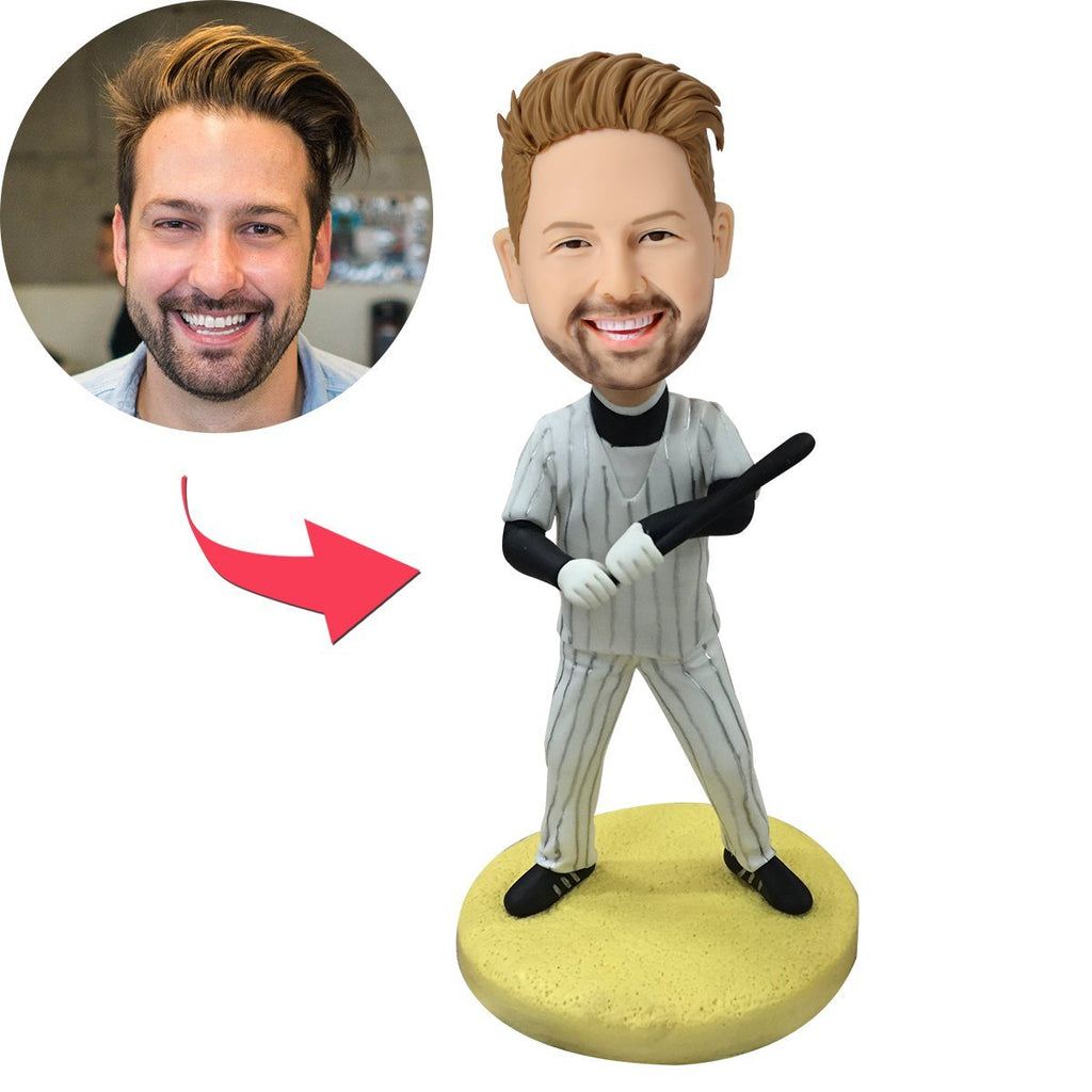 custom bobble head make memories stand tall personalized bobblehead athlete baseball batsman front view