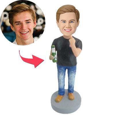 custom bobble head keepsake full character figurine character beer is life bobblehead front view