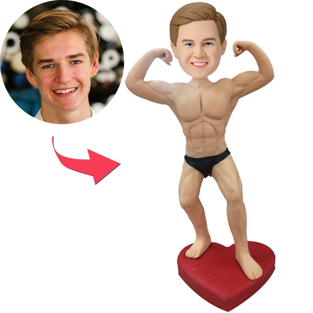 custom bobble head make memories stand tall bobblehead keepsake character body builder front view