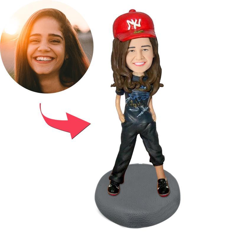 custom bobble head keepsake full character bobblehead keepsake character hip hop girl front view