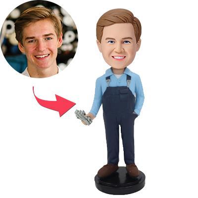 custom bobble head fun tribute someone special personalized mini figure character salary front view