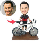 Biker With A Bike Custom Bobblehead With Engraved Text