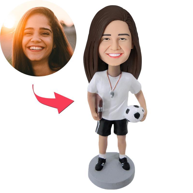 custom bobble head make memories stand tall personalized mini figure character female front view