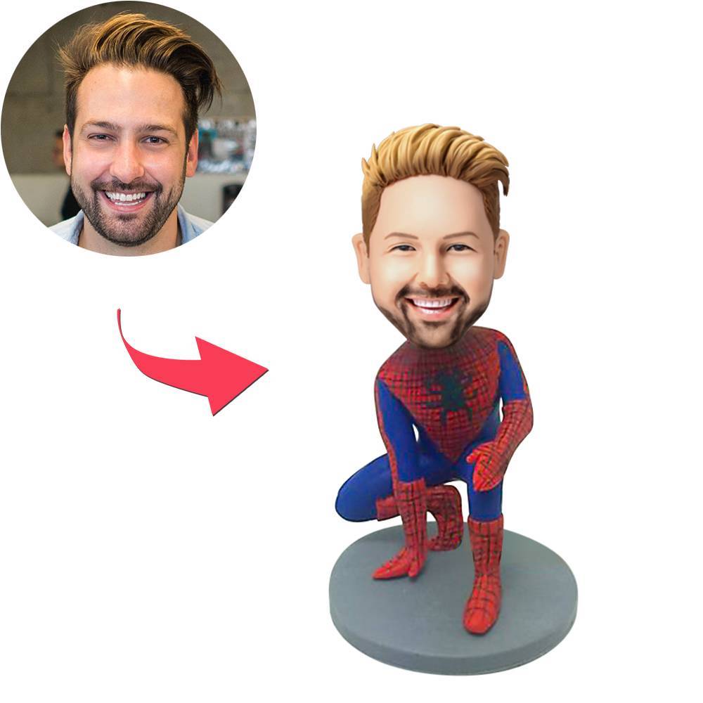 custom bobble head make memories stand tall personalized mini figure character spiderman front view