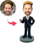custom bobble head celebrate every smile bobblehead keepsake character carring cigarette bobblehead front view