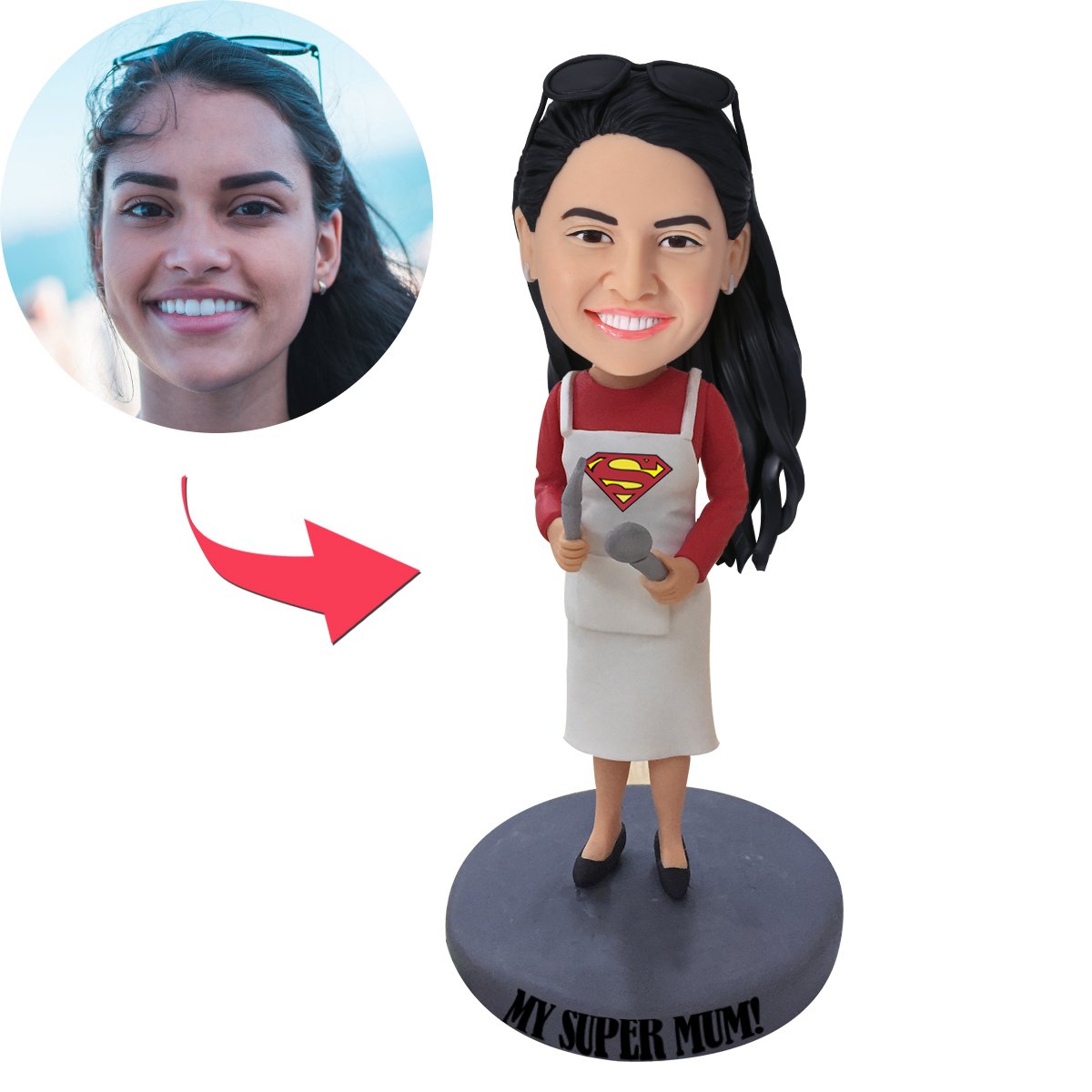 custom bobble head fun tribute someone special figurine character my super mum front view