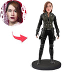 custom bobble head bring joy desk handcrafted desk display character black widow front view