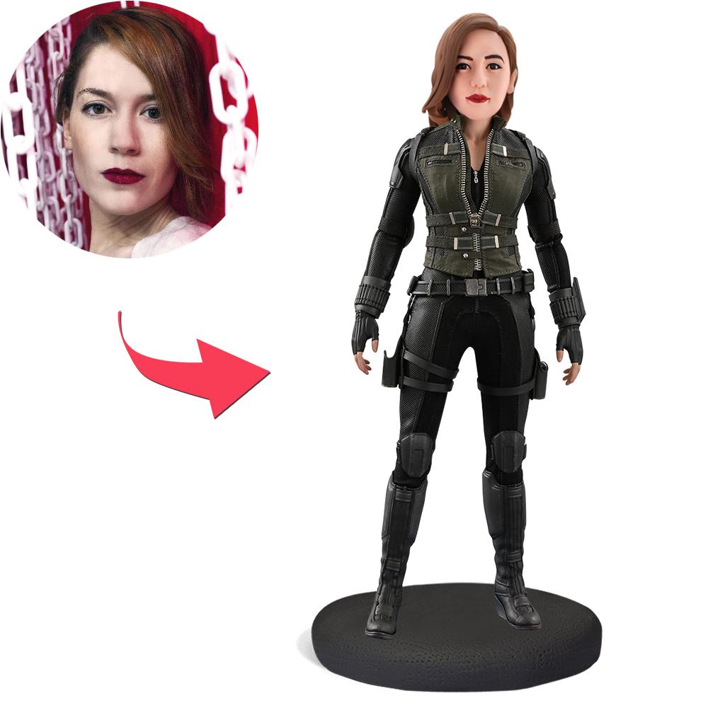 custom bobble head bring joy desk handcrafted desk display character black widow front view
