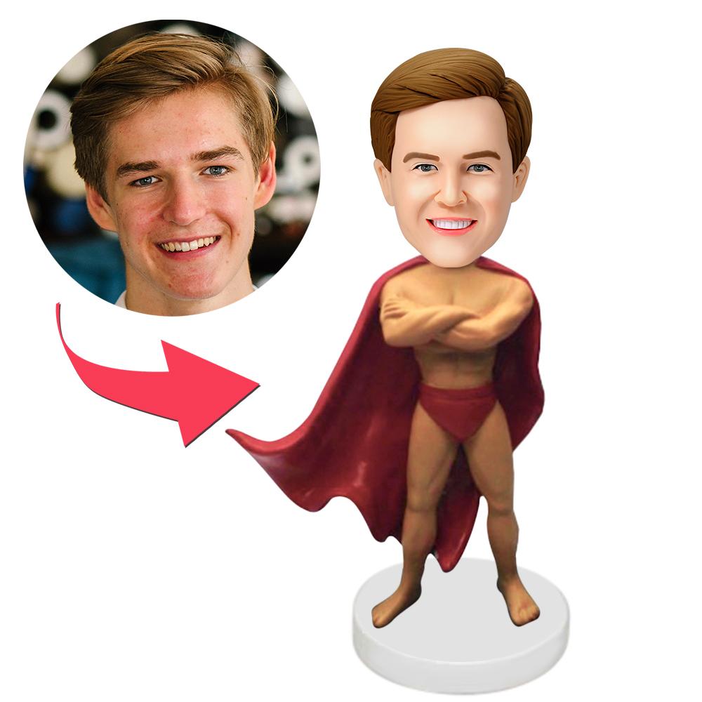 custom bobble head keepsake full character personalized mini figure character naked superman front view