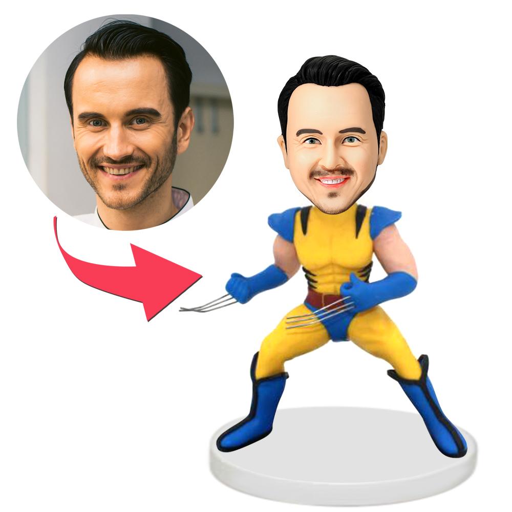 custom bobble head fun tribute someone special personalized bobblehead character wolverine popular front view
