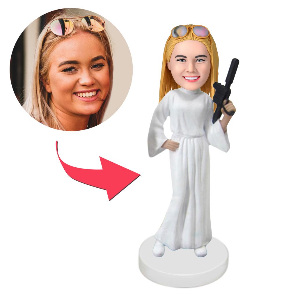 custom bobble head give that nods love figurine character princess leah star front view