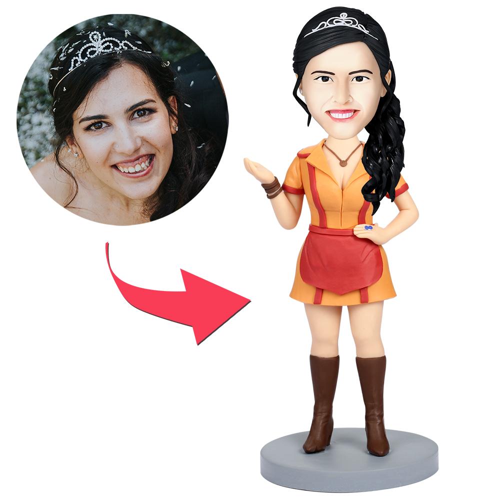 custom bobble head keepsake full character handcrafted desk display character broke girls front view