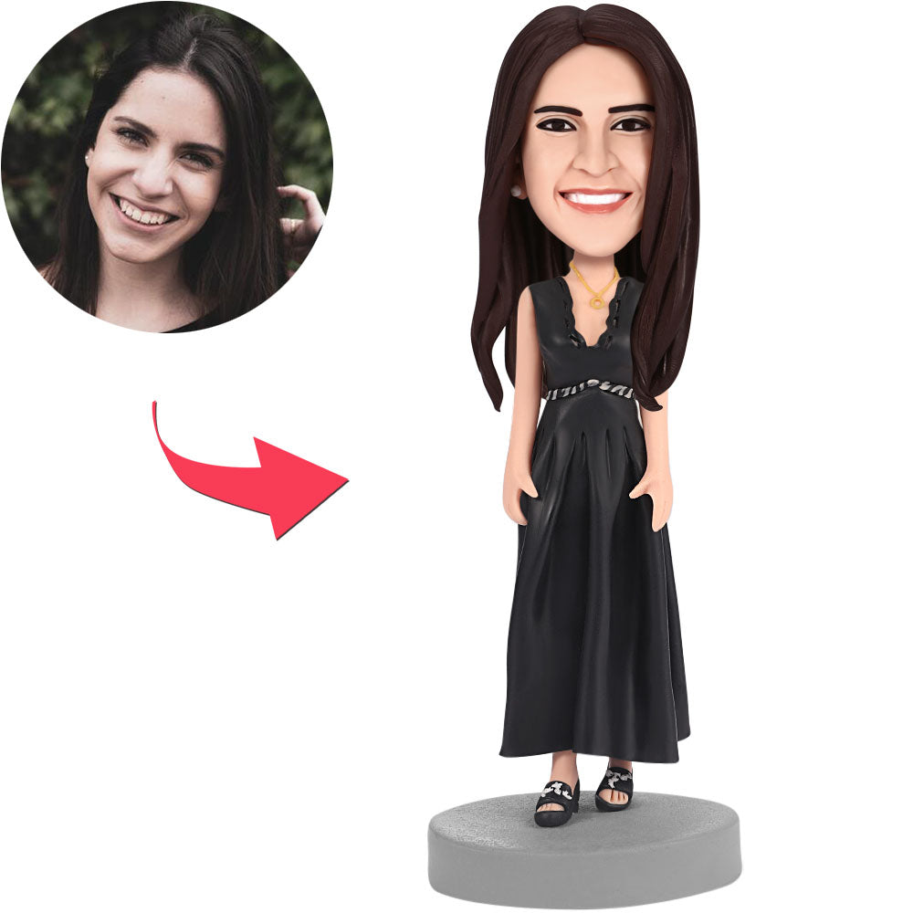 custom bobble head give that nods love personalized bobblehead character lady boss front view