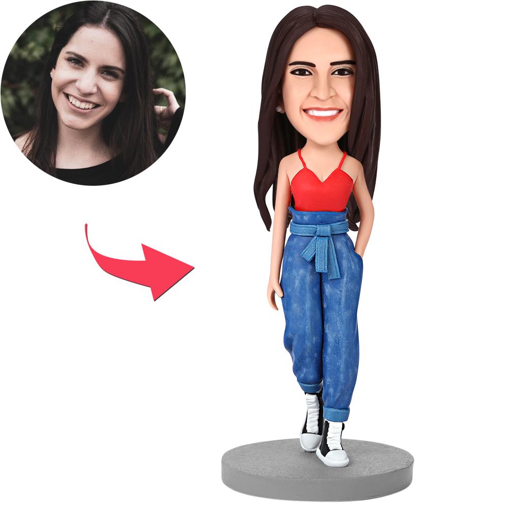 custom bobble head fun tribute someone special handcrafted desk display character modern front view