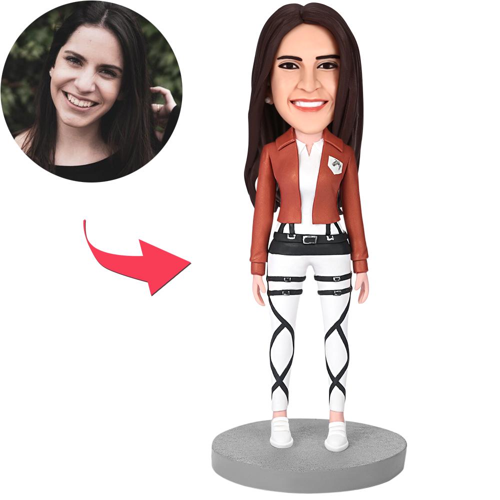 custom bobble head celebrate every smile personalized bobblehead character happy modern woman front view