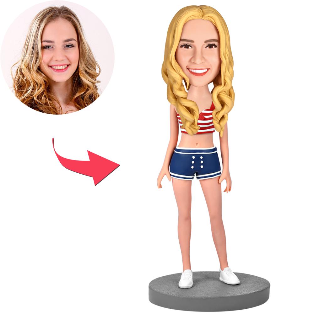 custom bobble head make memories stand tall handcrafted desk display character sexy front view