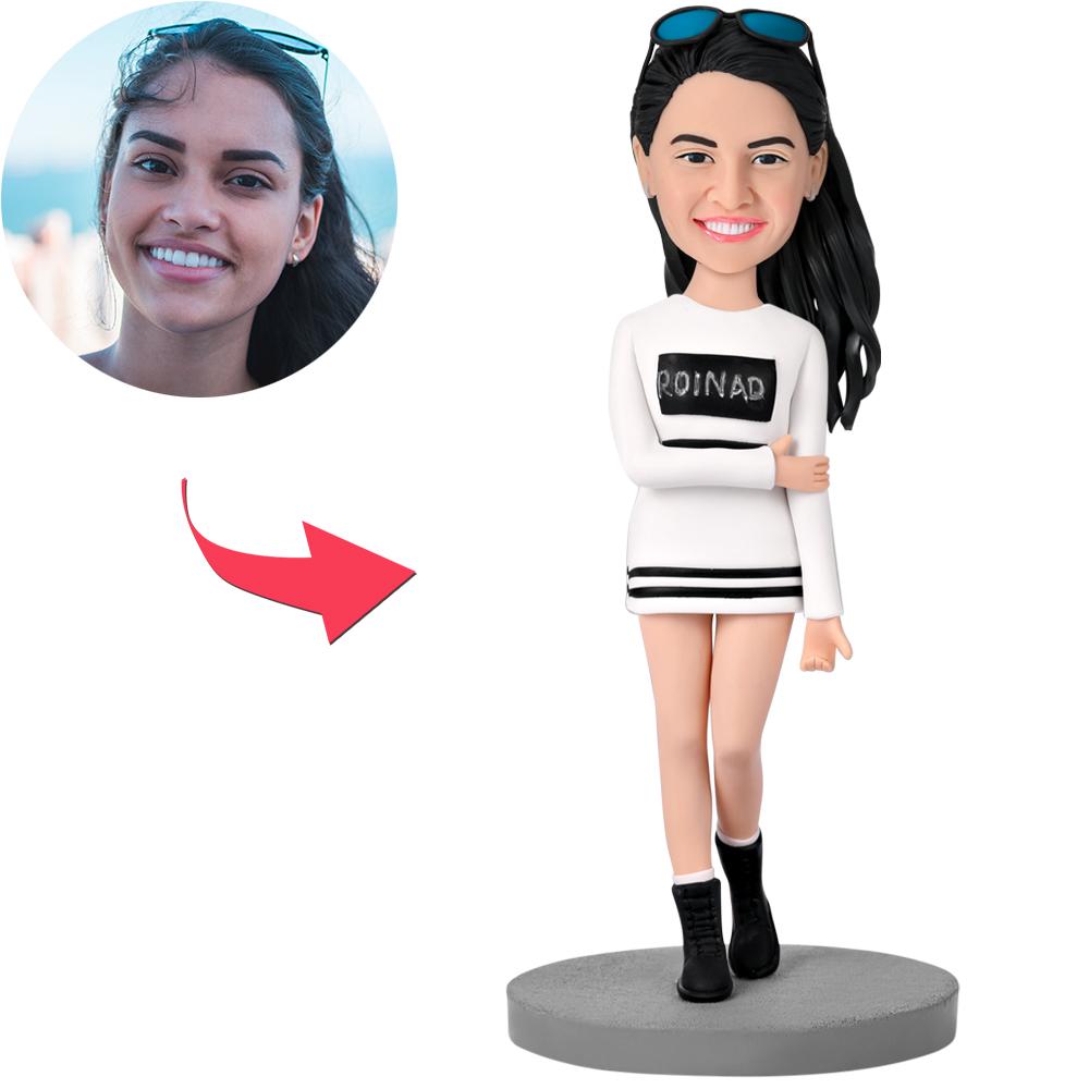 custom bobble head fun tribute someone special bobblehead keepsake character modern woman front view