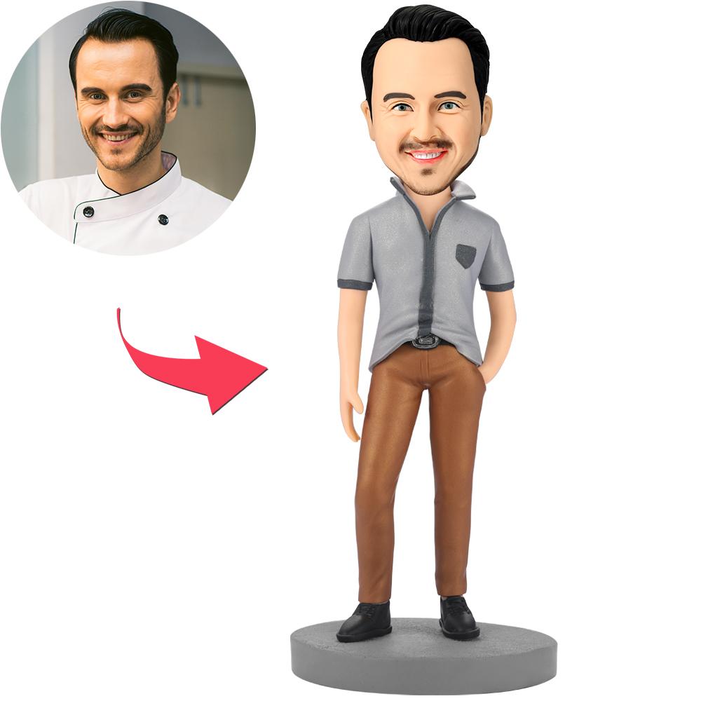 custom bobble head bring joy desk personalized bobblehead character cool fashion man front view