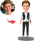 custom bobble head keepsake full character figurine character handsome modern man bobblehead front view