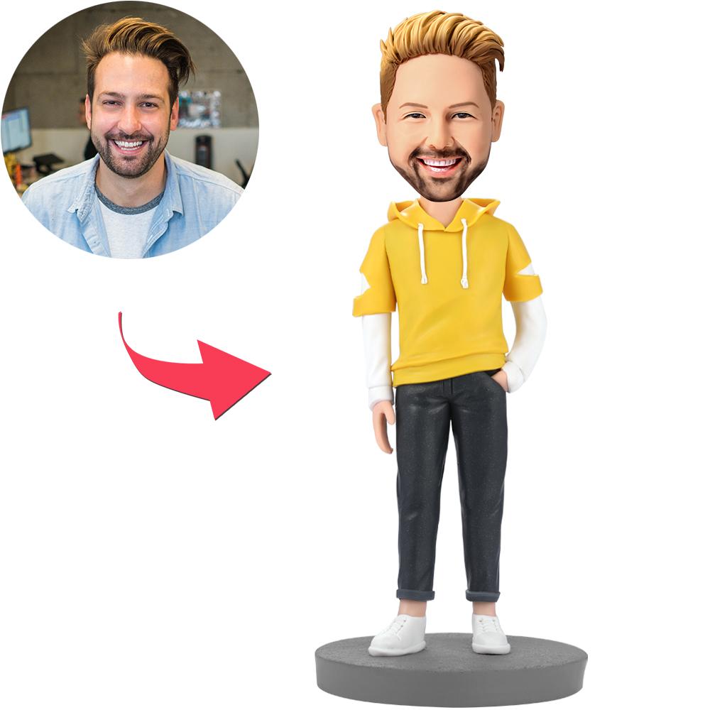 custom bobble head celebrate every smile handcrafted desk display character fashion man front view