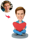 custom bobble head keepsake full character personalized bobblehead character heart man bobblehead front view