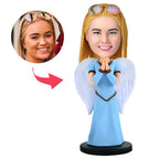 custom bobble head give that nods love personalized mini figure character angel front view