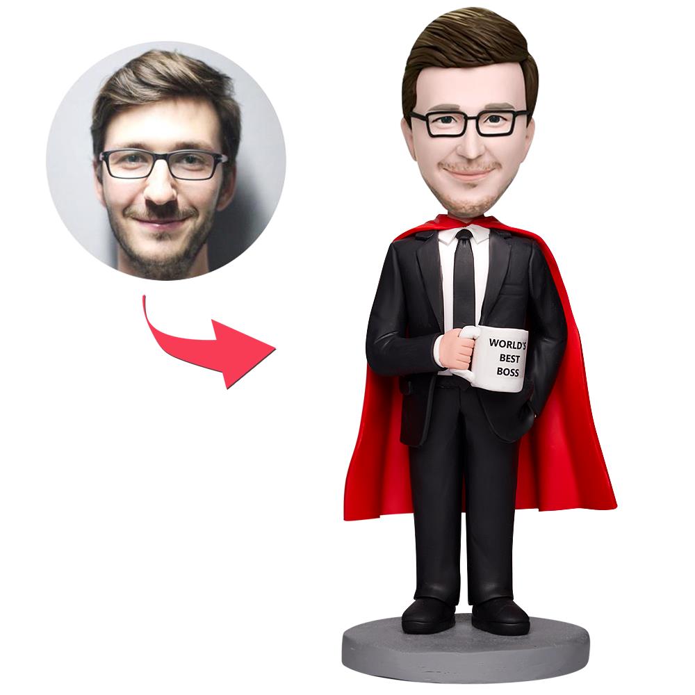 custom bobble head turn personality into art figurine character super boss bobblehead front view