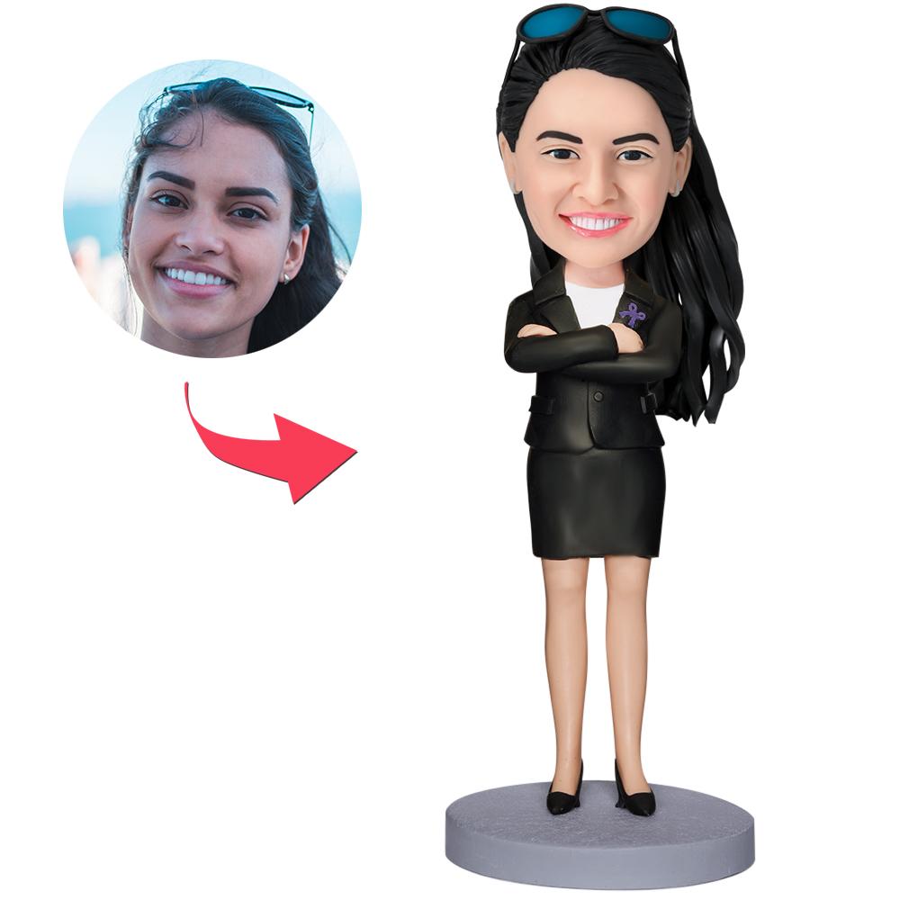 custom bobble head celebrate every smile handcrafted desk display business man executive front view