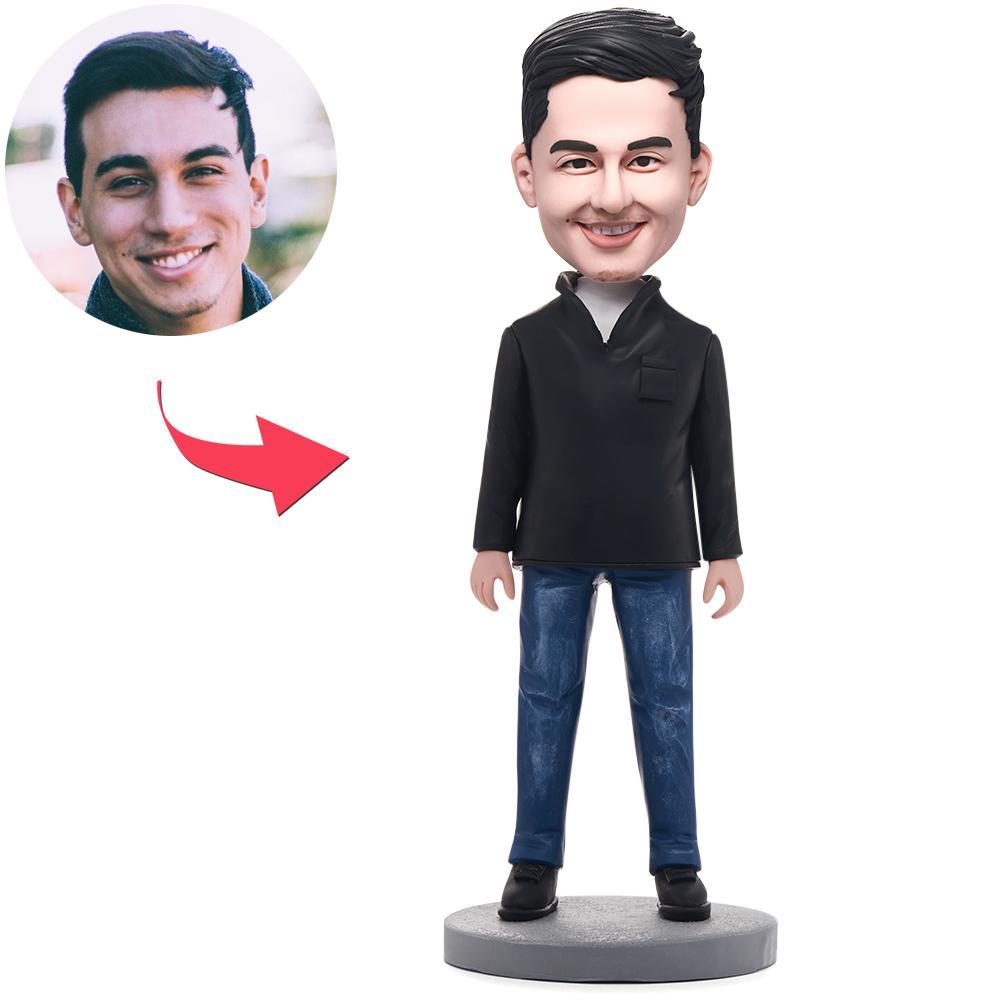 custom bobble head give that nods love figurine character fashion casual man front view