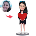 custom bobble head turn personality into art personalized bobblehead character women heart front view