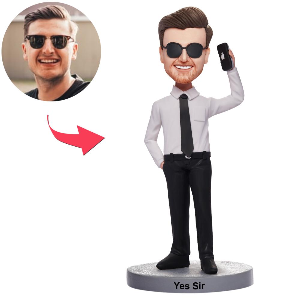 custom bobble head keepsake full character bobblehead keepsake character man phone bobbleheads front view