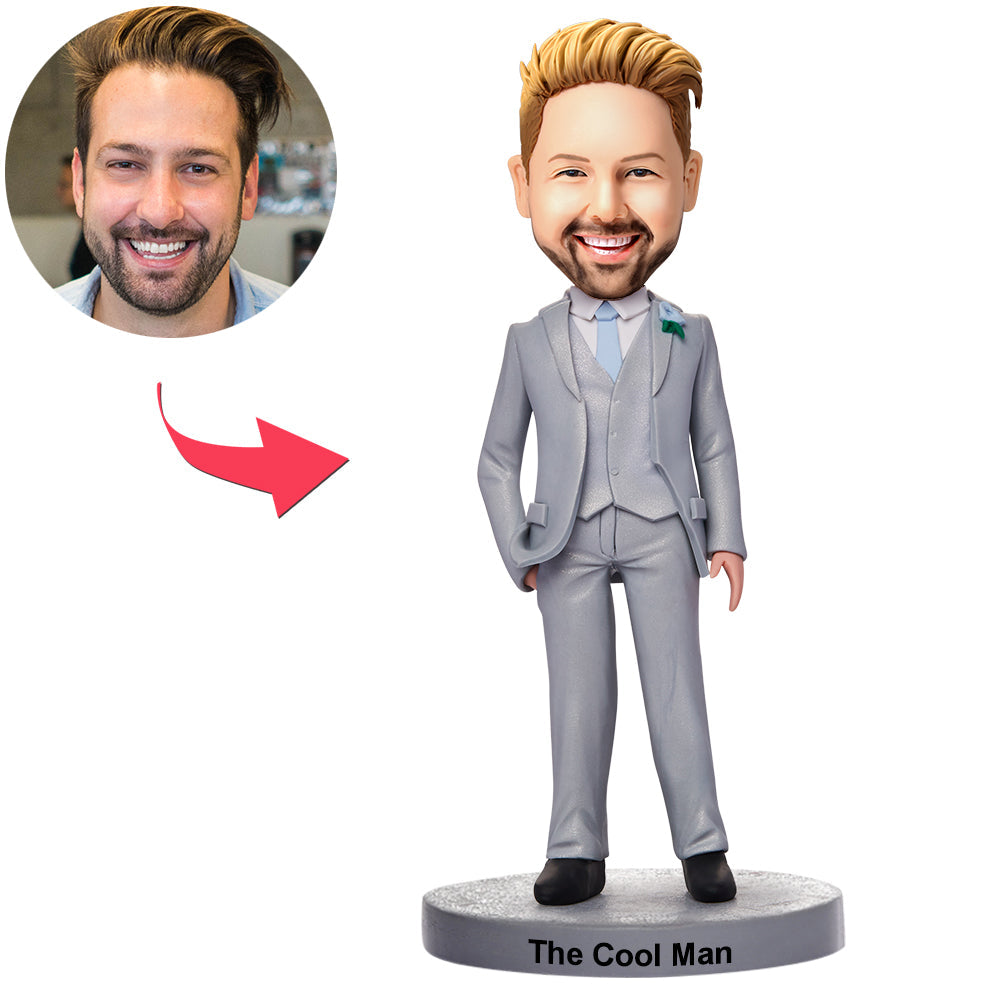 custom bobble head turn personality into art handcrafted desk display business man front view