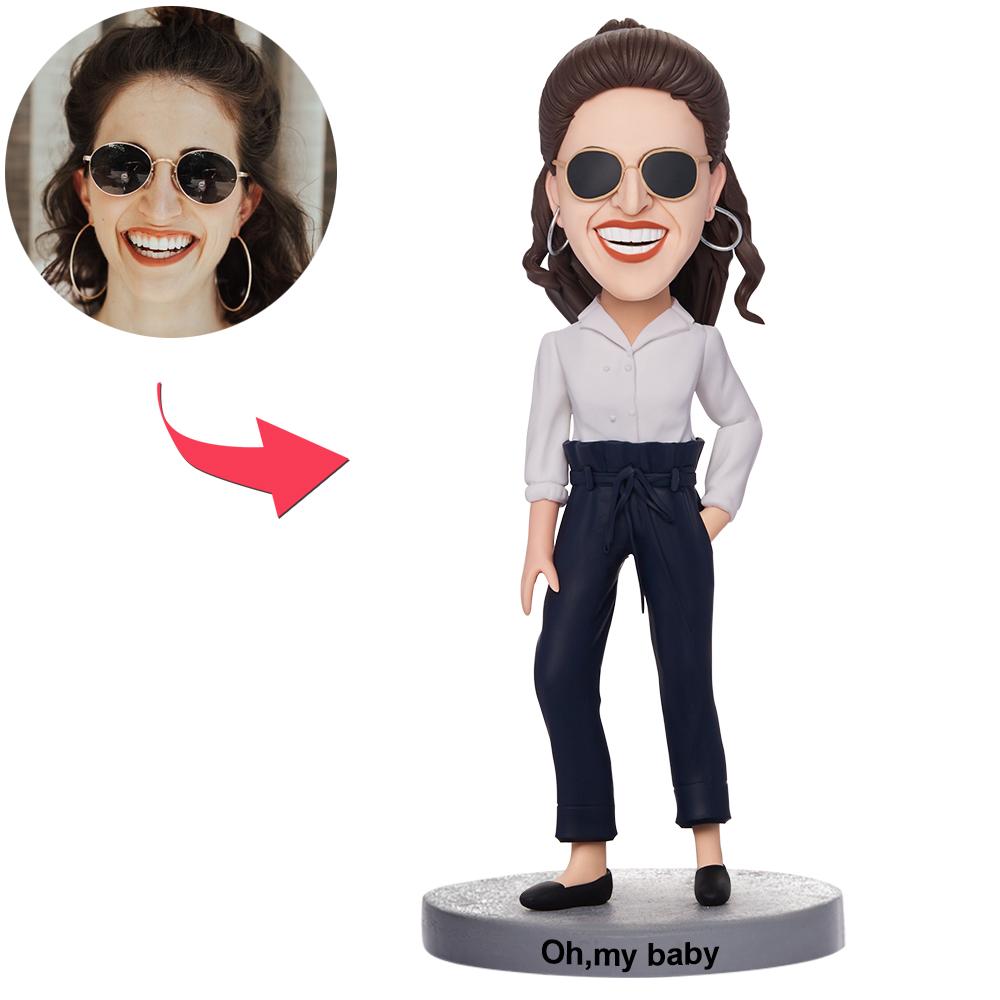 custom bobble head give that nods love handcrafted desk display character casual front view