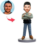 custom bobble head turn personality into art bobblehead keepsake character male worker front view