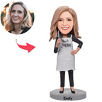 custom bobble head fun tribute someone special handcrafted desk display chef female front view