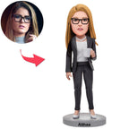 custom bobble head keepsake full character personalized bobblehead business woman business woman front view