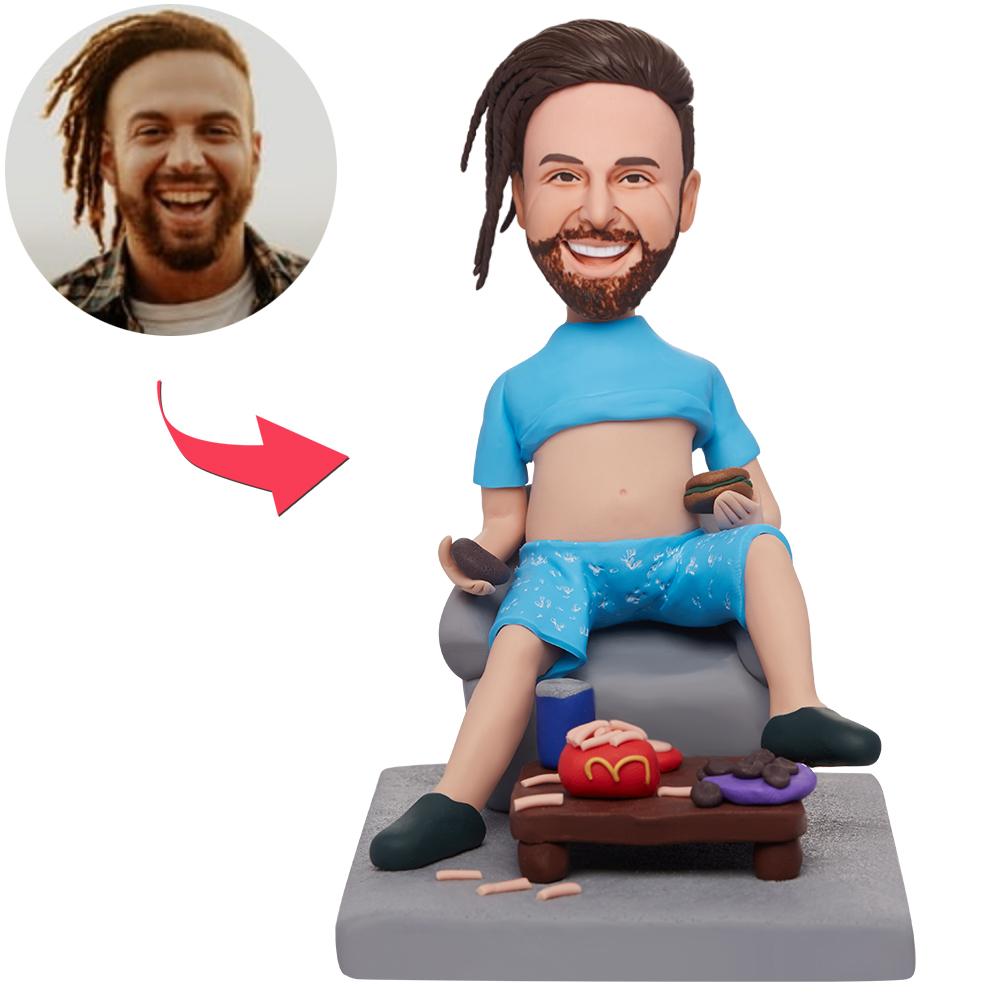 custom bobble head fun tribute someone special personalized bobblehead character man sitting front view
