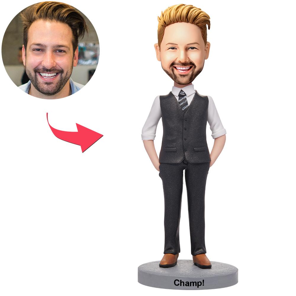 custom bobble head keepsake full character bobblehead keepsake character formally dressed man front view