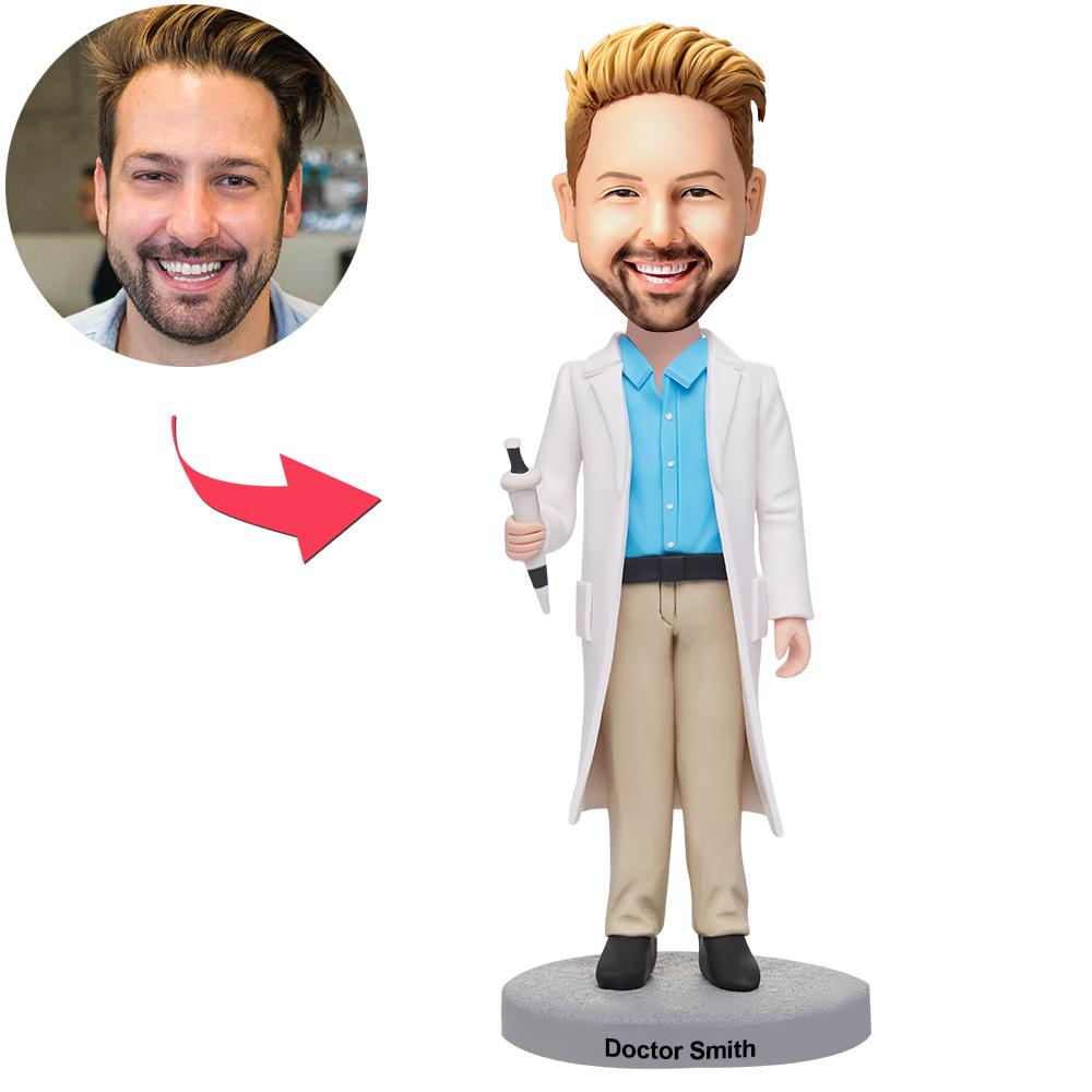 custom bobble head make memories stand tall personalized bobblehead doctor male doctor front view