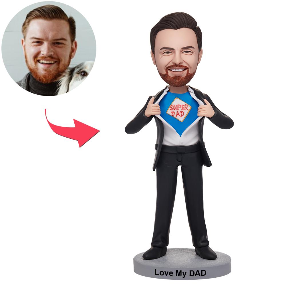 custom bobble head bring joy desk bobblehead keepsake superhero style superdad superhero front view