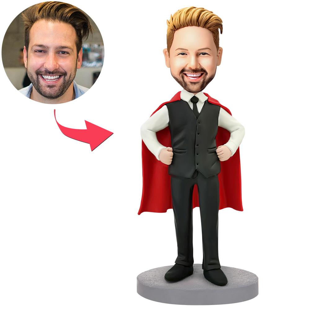 custom bobble head celebrate every smile figurine business man super business man front view